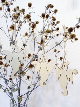 3 ulkige Geister Anhänger Holz